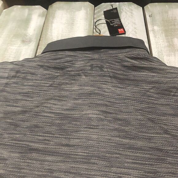 UNDER ARMOUR Polo Shirt Mens 3XL Gray Black Stretch Loose Heatgear - Picture 12 of 13